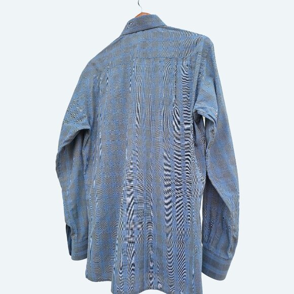 Ermenegildo Zegna Plaid Button-Down Shirt Blue Grey Men’s Luxury Designer Size M - Picture 3 of 11